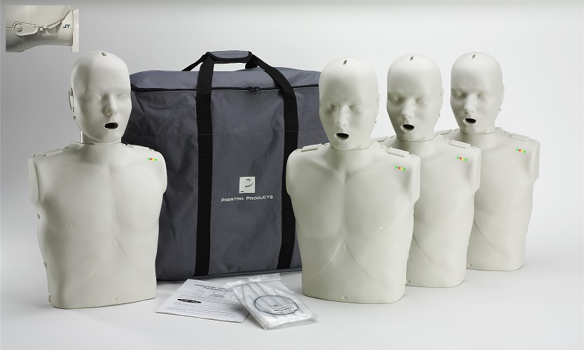 Prestan Professional Adult Jaw Thrust CPR-AED Training Manikins 4-Pack (with monitor)